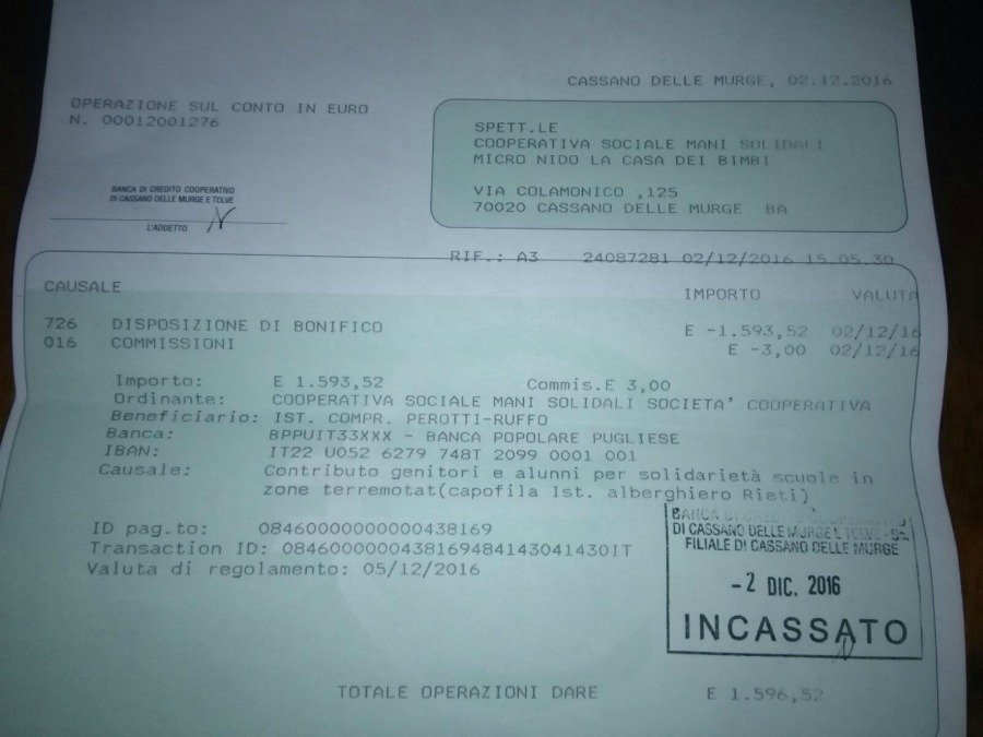 bonifico mani solidali